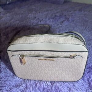 Michael Kors Beige and White Crossbody Bag